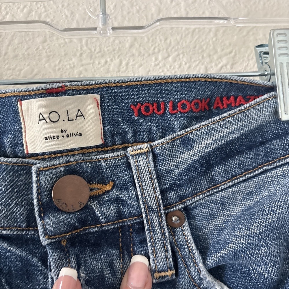 A.O.L.A by alice + olivia You Look Amazing Blue Jeans Sequin‎ Studded Cuff 24 - Picture 2 of 16